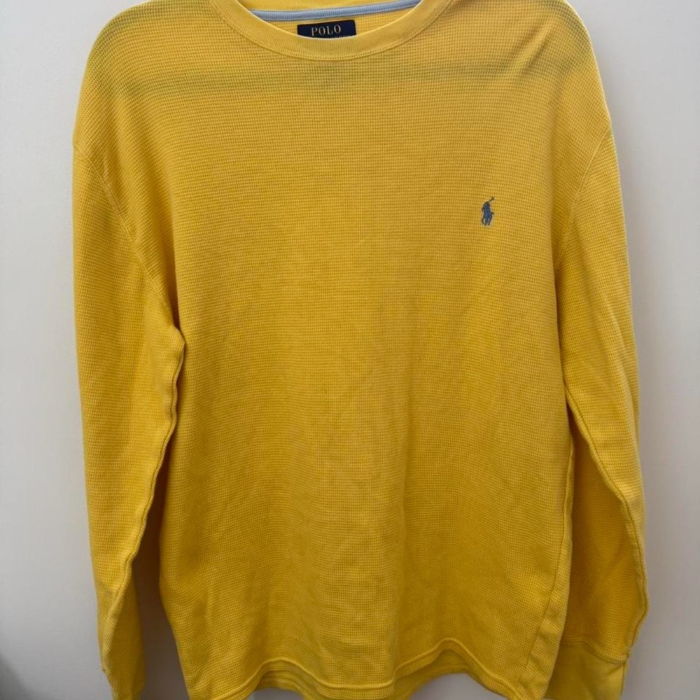Polo by Ralph Lauren Men's Bright Yellow Crewneck Sweater